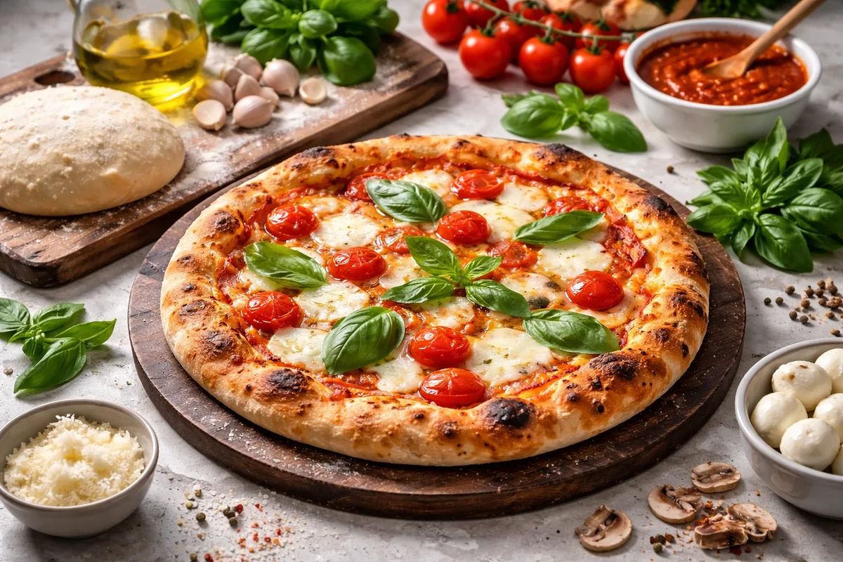 Comment faire une pizza maison avec des ingrédients frais et techniques de cuisson variées